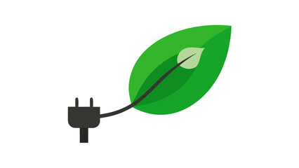 Green Leaf Connected to Electrical Plug Illustration