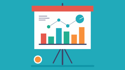 Presentation easel with bar and line graph whiteboard