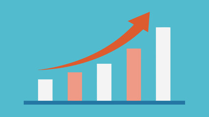 Upward trending bar graph with orange arrow chart bar chart