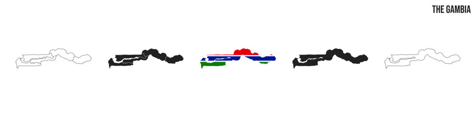 The Gambia map set. Map of The Gambia with flag.  Vector EPS 10