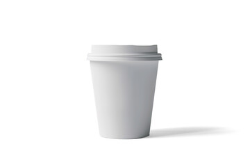 White Coffee Cup Mockup with Lid on a transparent background