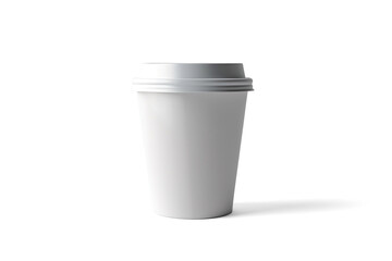 White Coffee Cup Mockup with Lid on a transparent background