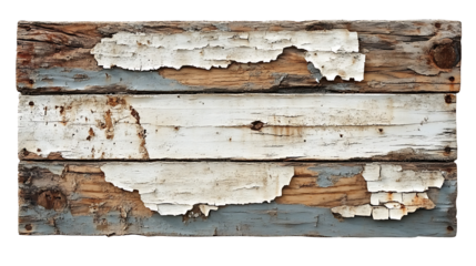 PNG file Weathered wooden planks with peeling paint, revealing the textures and colors of age  on transparent background PNG