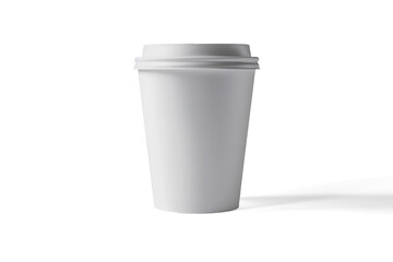 White Coffee Cup Mockup with Lid on a transparent background