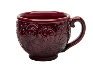 PNG file A single beautiful red cup with a unique design on transparent background PNG