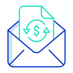 email transaction dollars outline color icon design