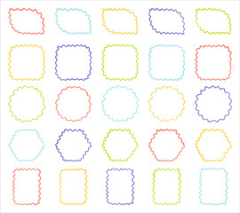 Hand drawn crayon grainy frames set. Abstract grunge texture shapes. Vector  EPS 10