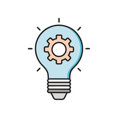Lightbulb with gear showing idea and innovation development