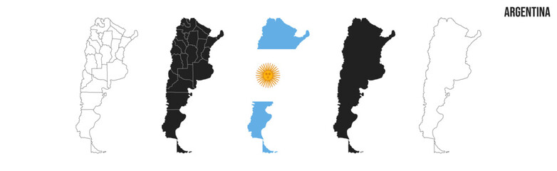 Argentine map set. Map of Argentina with flag.  Vector EPS 10
