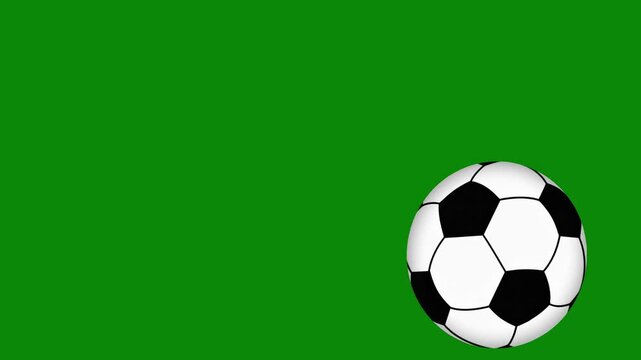 Animation of a bouncing 3D football (soccer) ball isolated on a green background with copy space.  Professional sports animated background. 