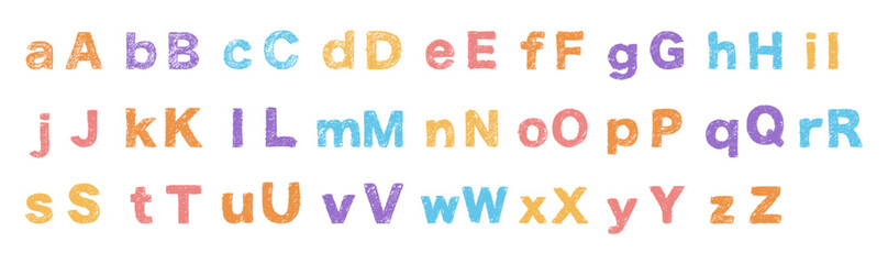 Crayon doodle hand drawn kids alphabet font. Crayon numbers. Vector EPS 10