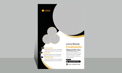 Modern and minimalist beauty spa salon flyer design template with women fashion parlor flyer template vector illustration.	