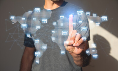 World map with Franchise branches and network.