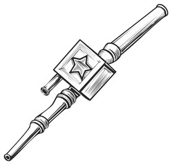 Naklejka premium Vintage Illustration of a Black and White Rifle with a Star Symbol