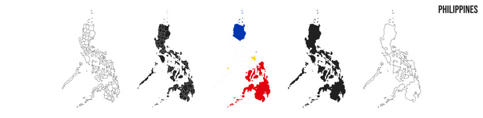 Philippines map set. Map of Philippines with flag.  Vector EPS 10