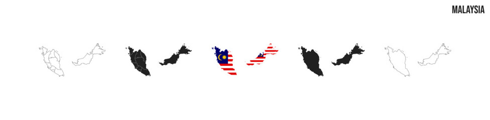 Malaysia map set. Map of Malaysia with flag.  Vector EPS 10