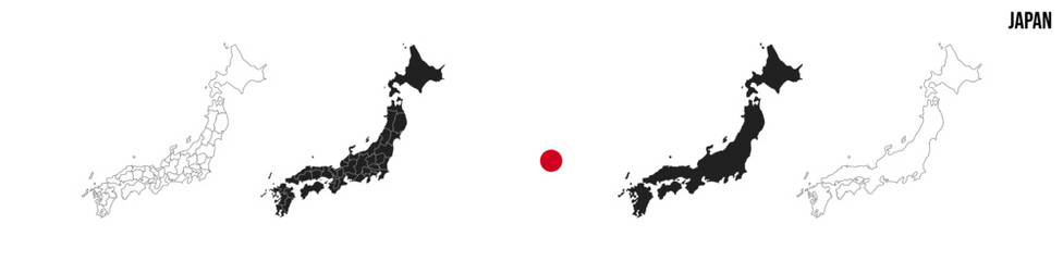 Japan map set. Map of Japan with flag.  Vector EPS 10