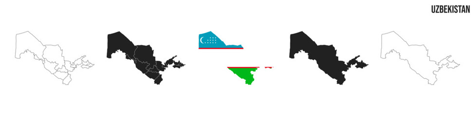 Uzbekistan map set. Map of Uzbekistan with flag.  Vector EPS 10