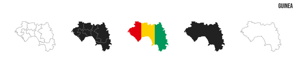 Guinea map set. Map of Guinea with flag.  Vector EPS 10