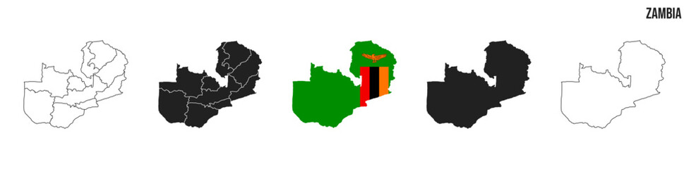 Zambia map set. Map of Zambia with flag.  Vector EPS 10
