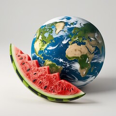 Earth represented as a watermelon, creatively conveying global warming issues