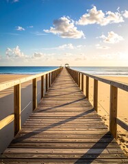 Obraz premium Wooden pier leading to a tranquil beach