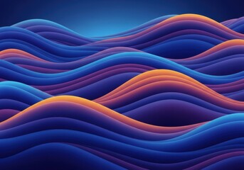 Abstract wavy landscape of blue and orange hues