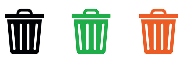 Trash bin icon vector illustration — clean minimalist black silhouette design perfect for UI icons, waste management, eco themes, and infographics.
