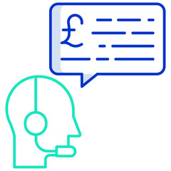 customer chat euro outline color icon design