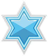 Fototapeta premium Geometric blue star shape with layered shades of blue in a clean design