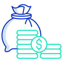 money outline color icon design