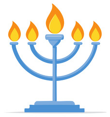 Five Branch Candelabrum with Flames Light Festive Religious Holiday Celebration