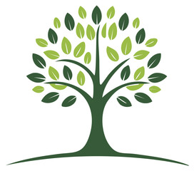 Obraz premium Stylized green tree icon with vibrant leaves for nature environment and growth concept