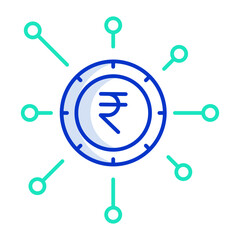 dollar yen outline color icon design