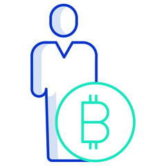 bitcoin user outline color icon design