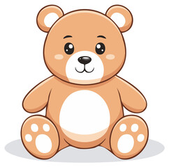 Obraz premium Adorable cartoon brown teddy bear with big eyes sitting peacefully, presented as a friendly toy character.