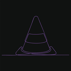 Fototapeta premium Minimalist neon line art of a traffic cone with a black emphasizing simplicity and modern design