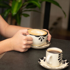 Coffee filter with ground coffee ready for brewing.