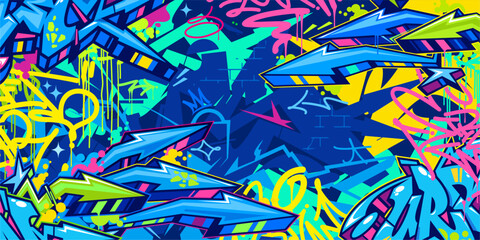 Colorful Abstract Urban Style Hiphop Graffiti Street Art Vector Illustration Background Template © Anton Kustsinski