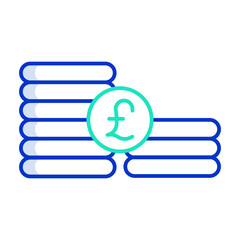 pound coin outline color icon design