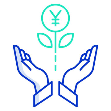yoy growth outline color icon design