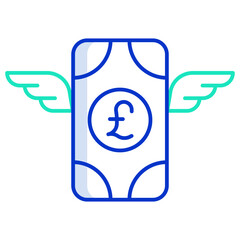 fling pound outline color icon design