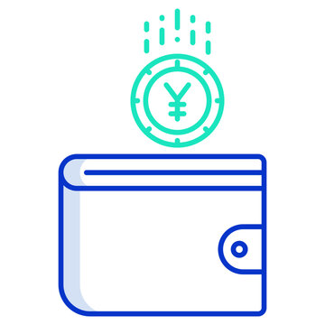 wallet coin outline color icon design