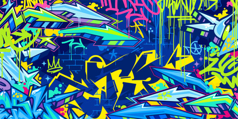 Trendy Abstract Urban Style Hiphop Graffiti Street Art Vector Illustration Background Template © Anton Kustsinski