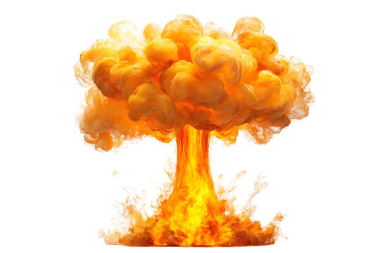 Stylized digital art of an explosive atomic cloud with fiery detailing