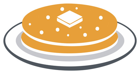 Stack of Fluffy Pancakes with Butter on Plate, Delicious Breakfast Food