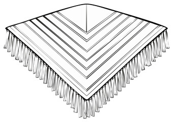 Striped Fringed Poncho Outline Vector Graphic Design Clothing