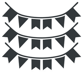 Festive party celebration bunting flags hanging in multiple rows design element icon