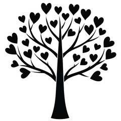 Fototapeta premium Black heart tree silhouette hearts branches