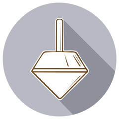 Modern flat design spinning top toy icon with long shadow on circular background